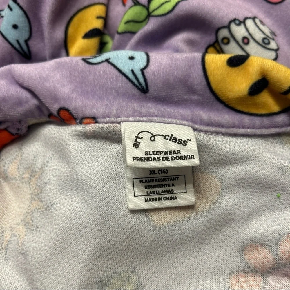 Art Class Girls Purple Printed Pajama Set, Size XL (14), Smiley Face, Cherries - Picture 7 of 8